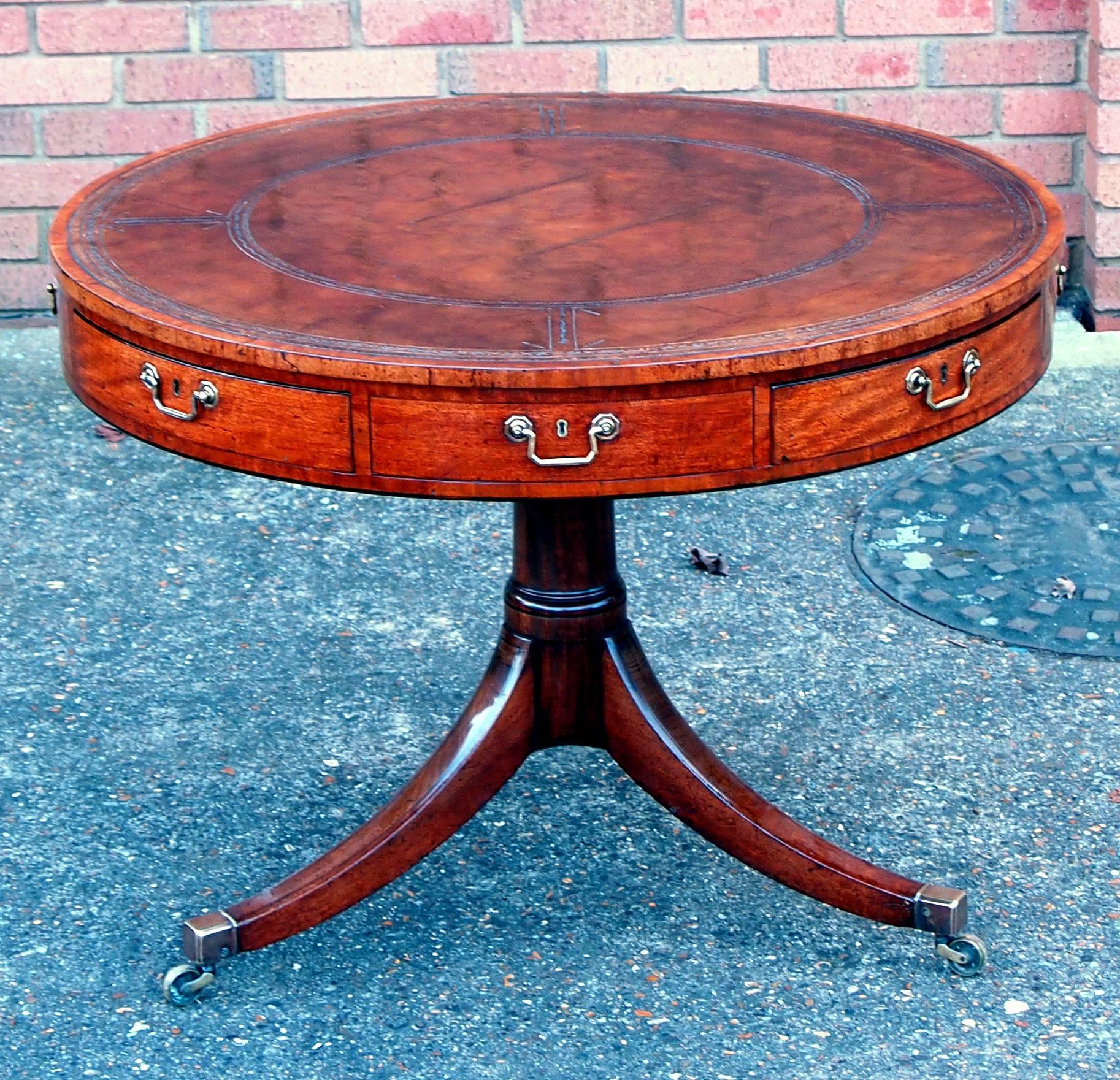 English Antique Georgian Mahogany Drum Table