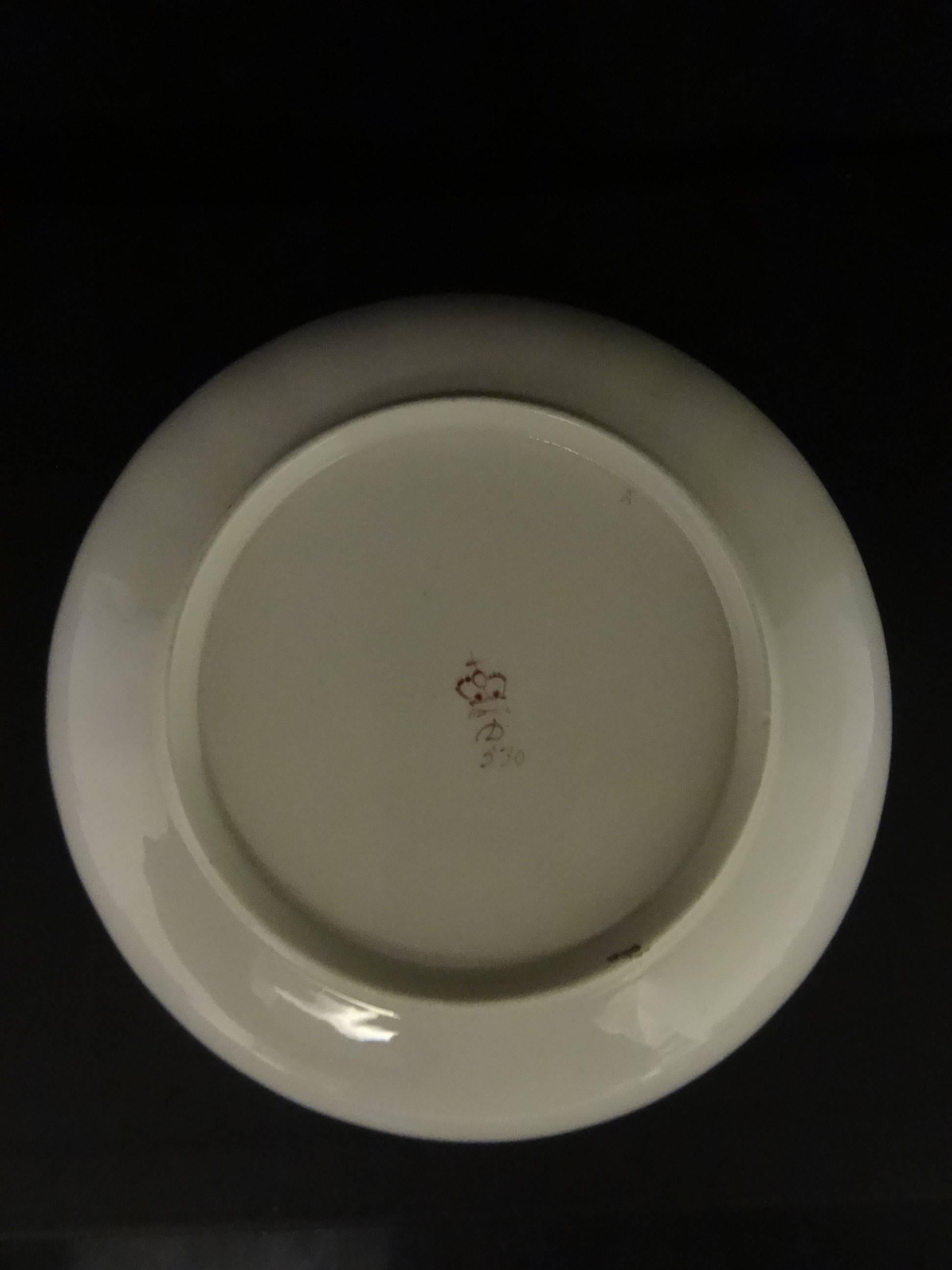 English Derby Fluted Porcelain Cup and Saucer Pattern 530, Puce Mark