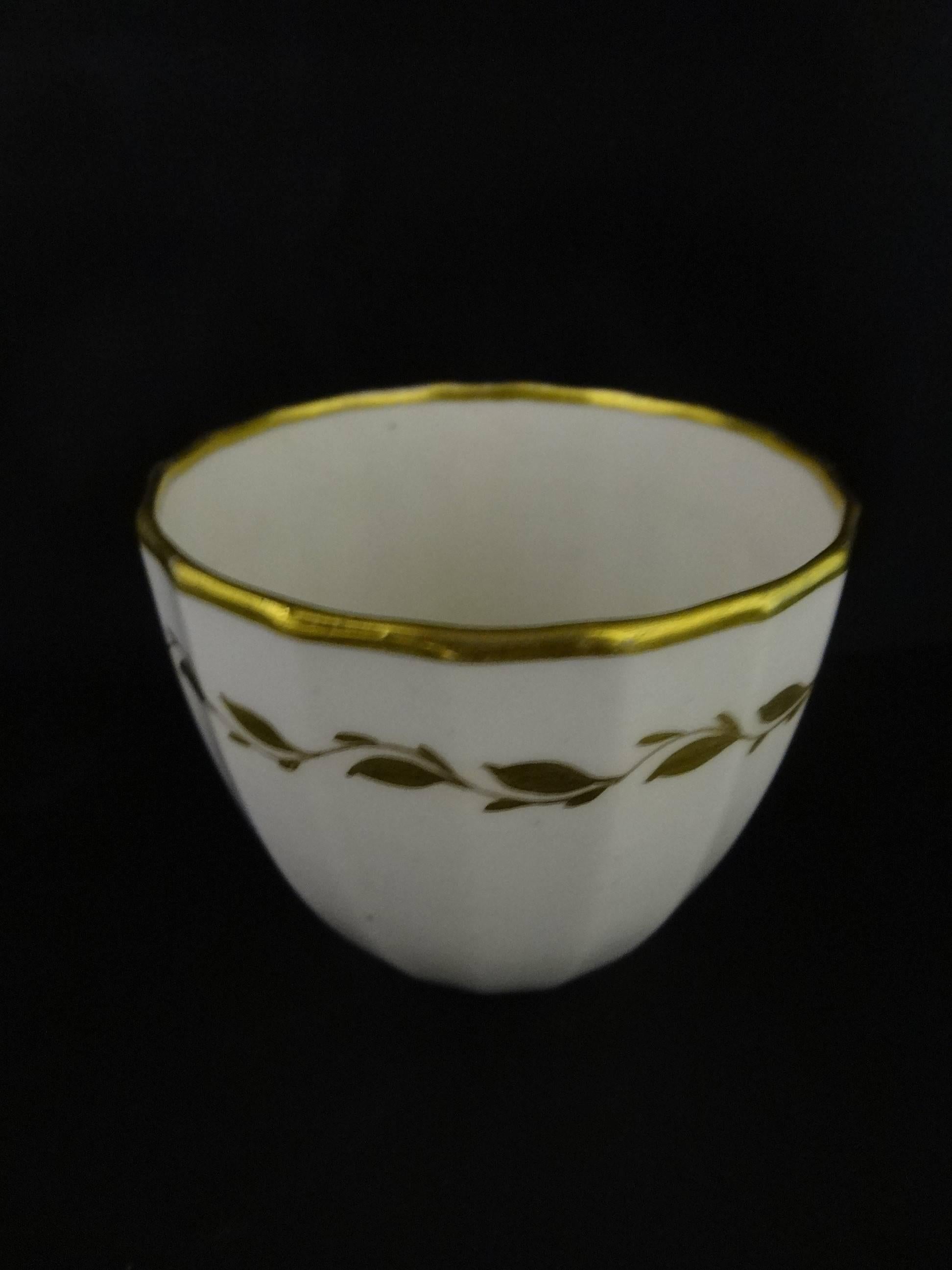 19th Century Derby Fluted Porcelain Cup and Saucer Pattern 530, Puce Mark