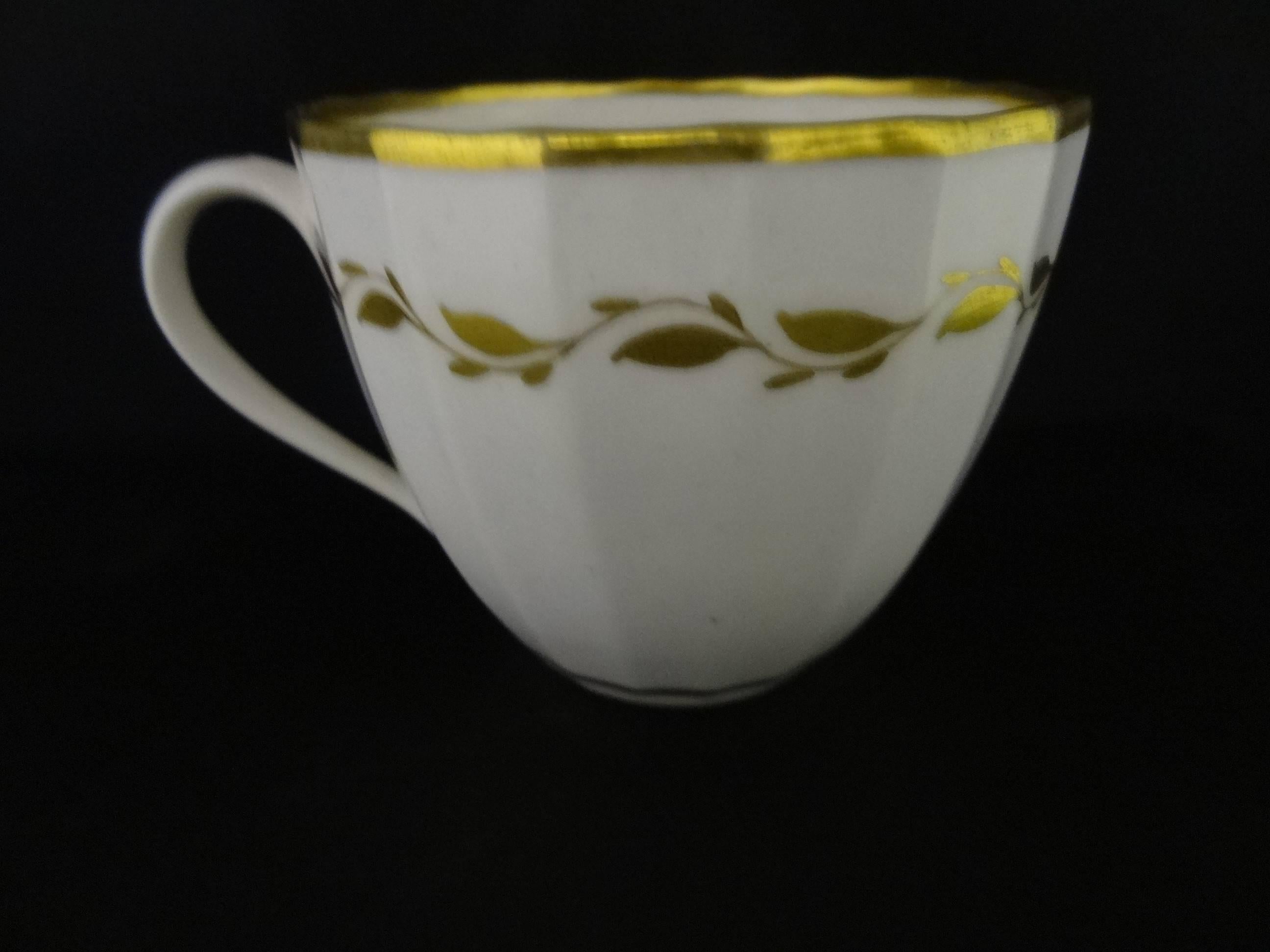 Derby Fluted Porcelain Cup and Saucer Pattern 530, Puce Mark 1