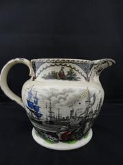 Pearl Ware Jug Depicting Contemporary Reaction to the Corn Laws