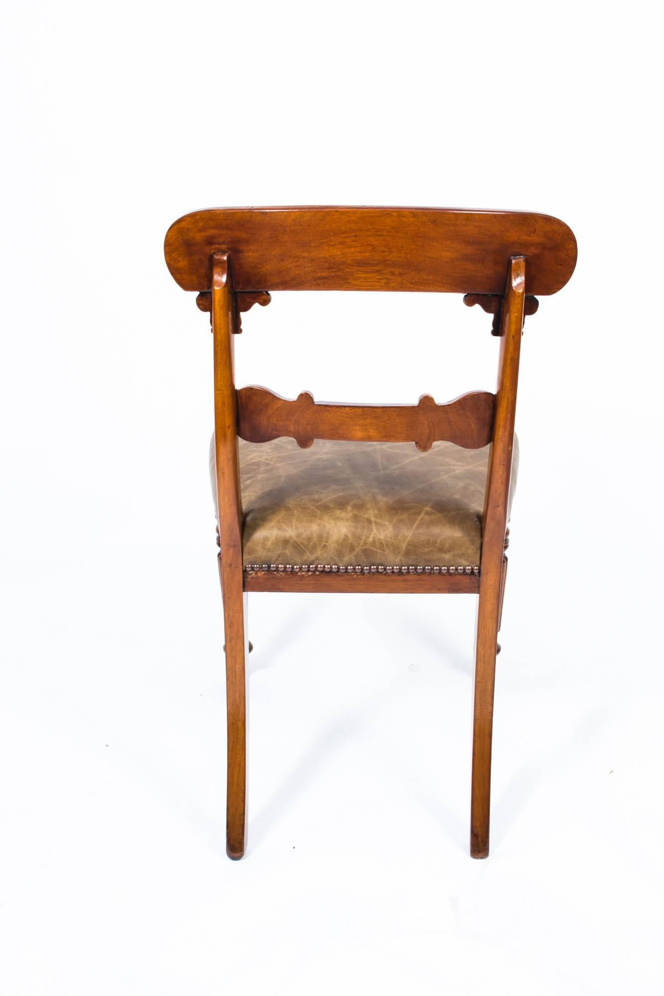 Leather 19th Century Set of Six Regency Mahogany Dining Chairs