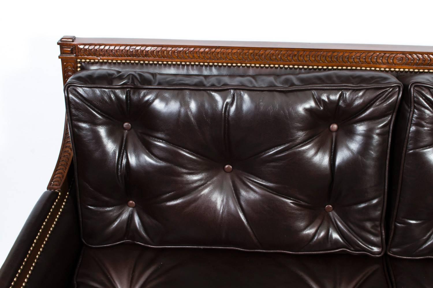 brown button sofa