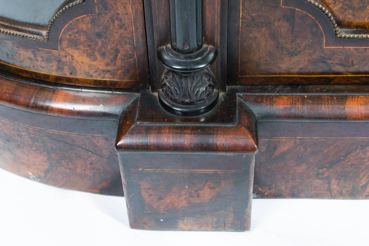 Antique Victorian Burr Walnut Marquetry Credenza, circa 1860 2