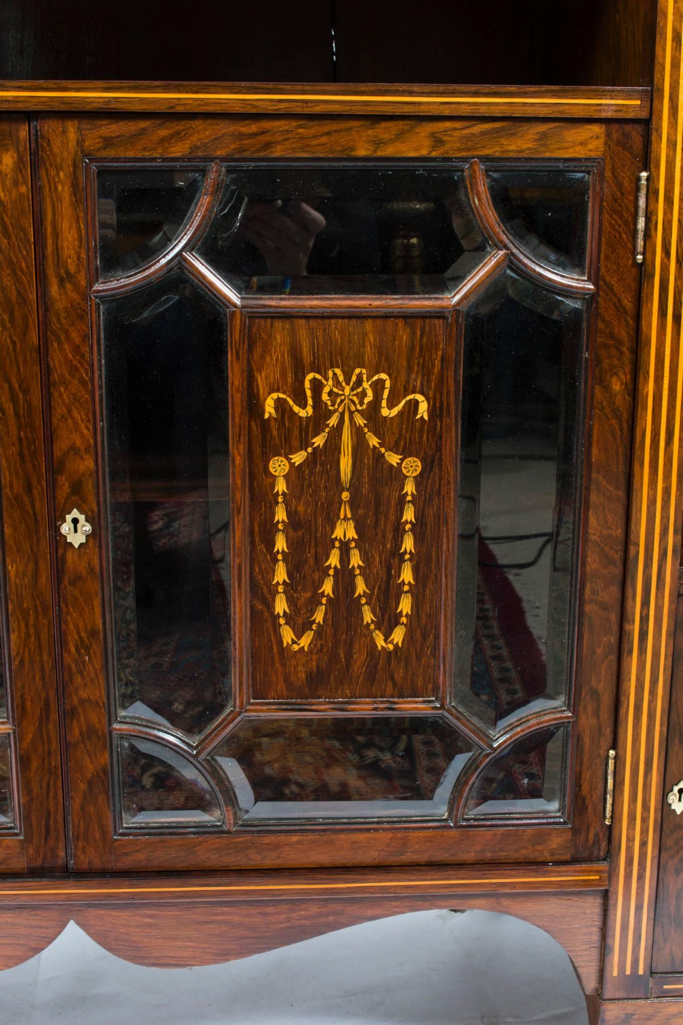 19th Century Edwardian Rosewood Inlaid Cabinet 1