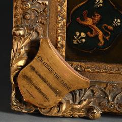 Rare 18th Century Portrait Hatchment of Charles I with Crests of his Supporters
