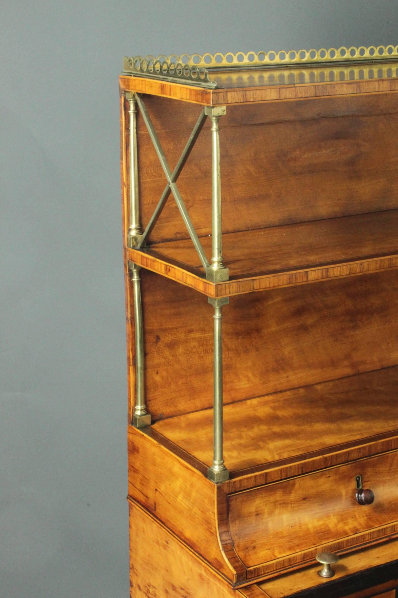 English Antique Satinwood Cylinder Bookcase For Sale