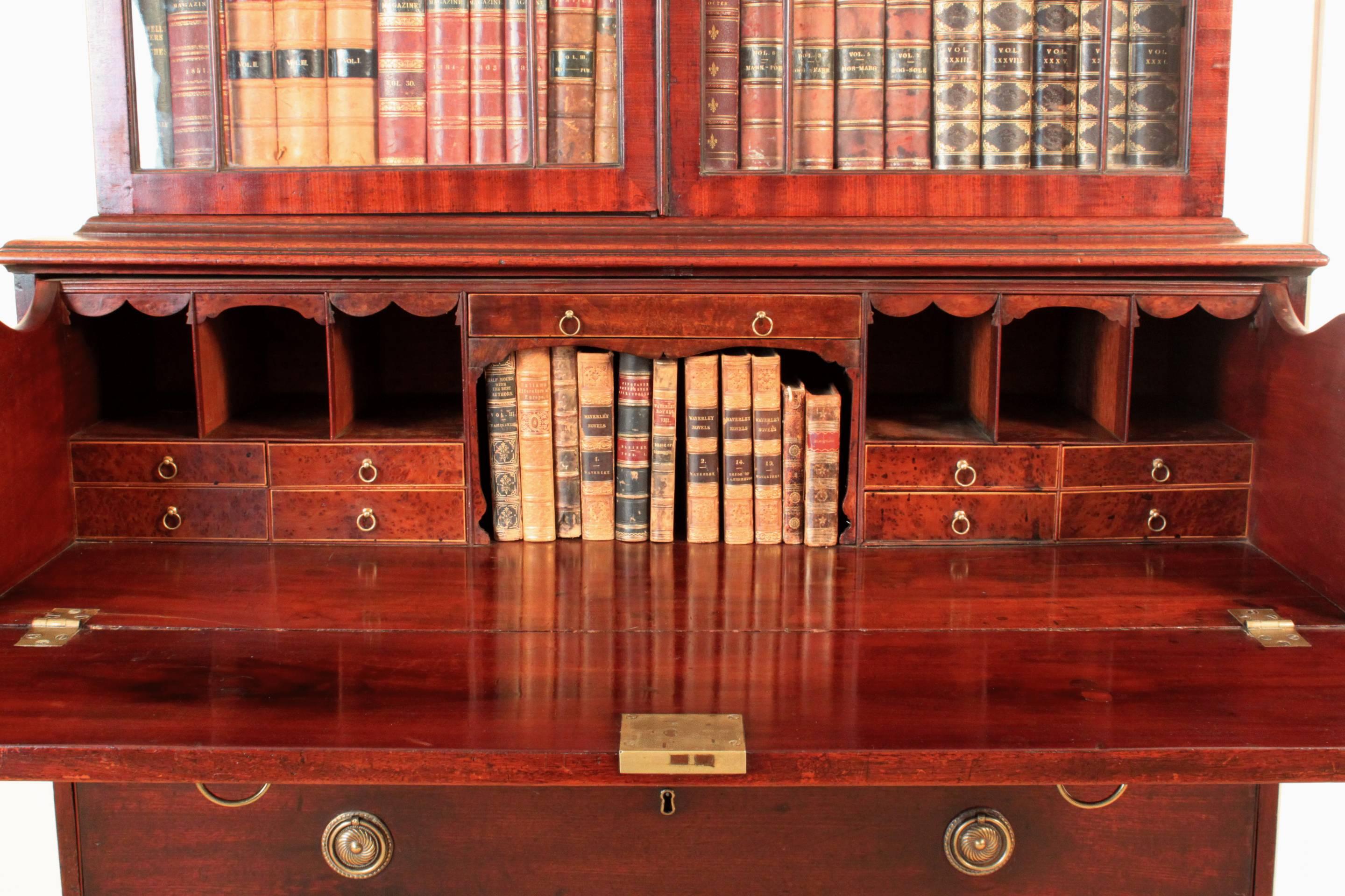 18th Century Mahogany Secretaire Bookcase, Sheraton, circa 1795 For Sale