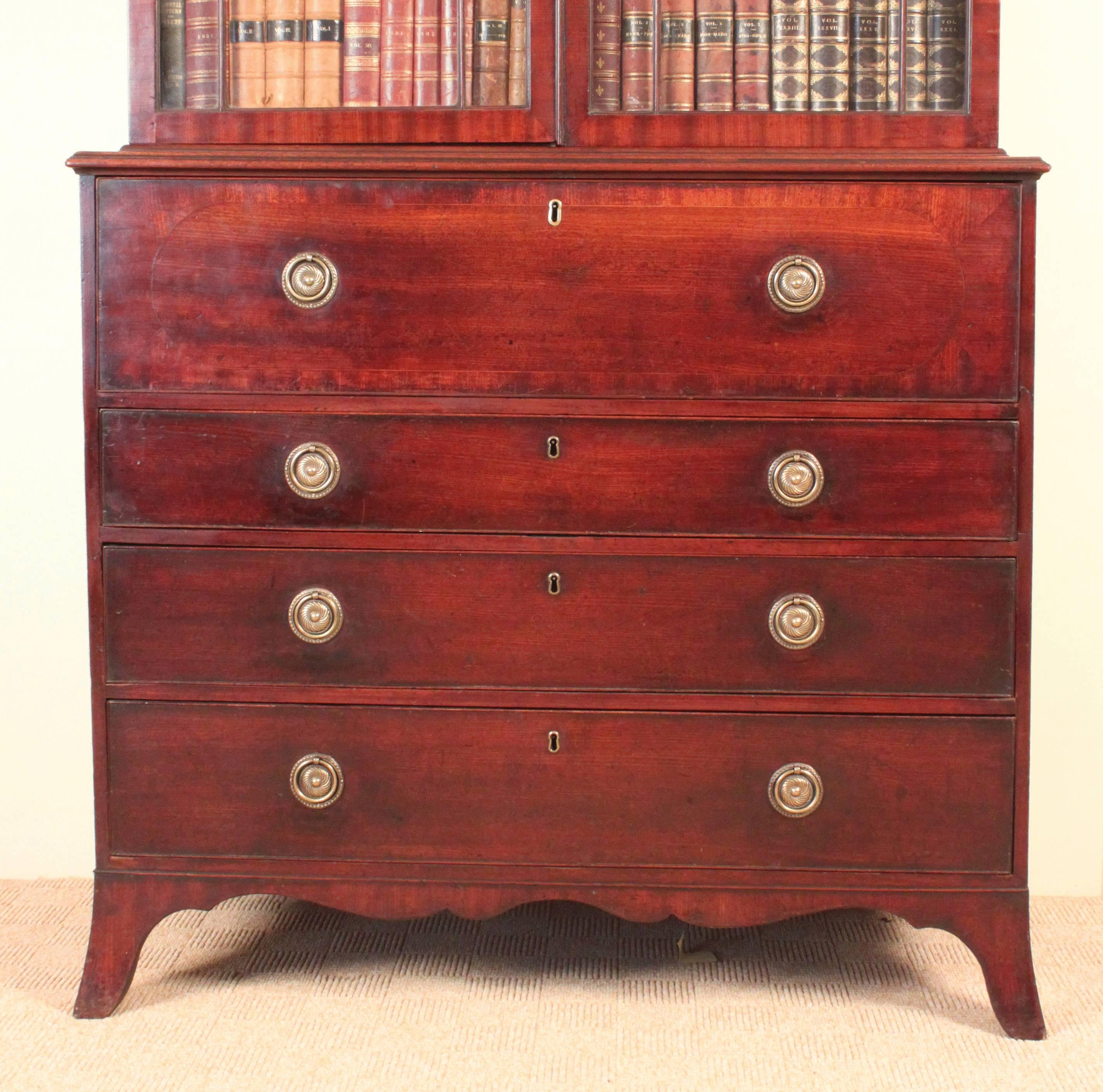 Mahogany Secretaire Bookcase, Sheraton, circa 1795 For Sale 2