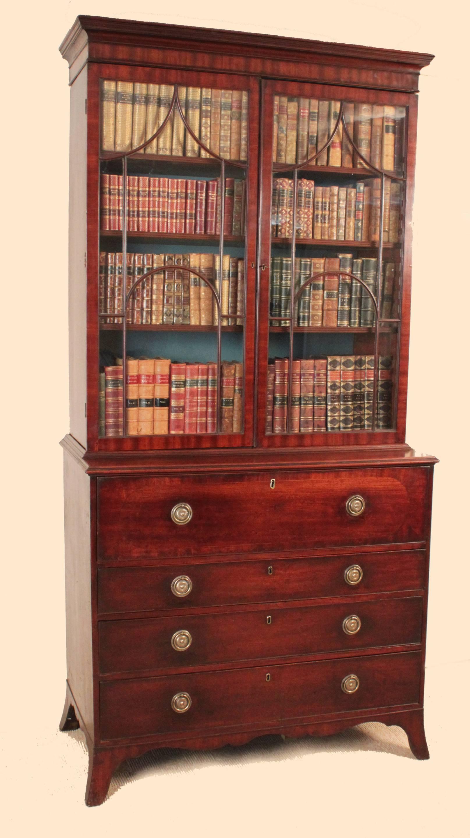 Mahogany Secretaire Bookcase, Sheraton, circa 1795 For Sale 3