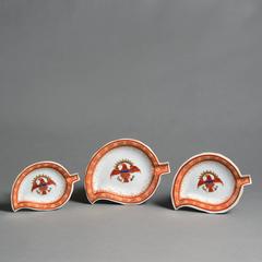 Set of Three American Market Porcelain Leaf Dishes