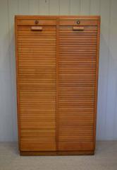 French Oak Double Tambour Front Filing Cabinet