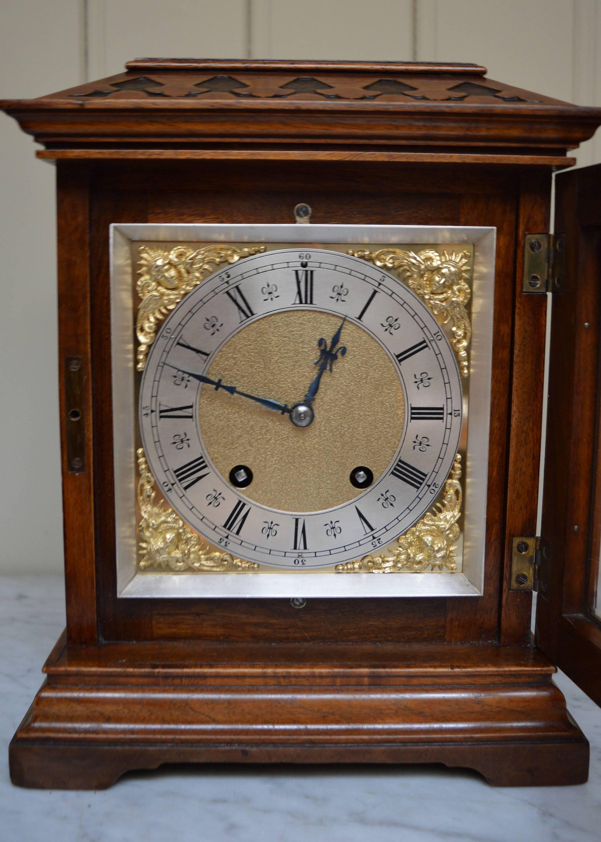 Walnut Ting Tang Lenzkirch Bracket Clock 4