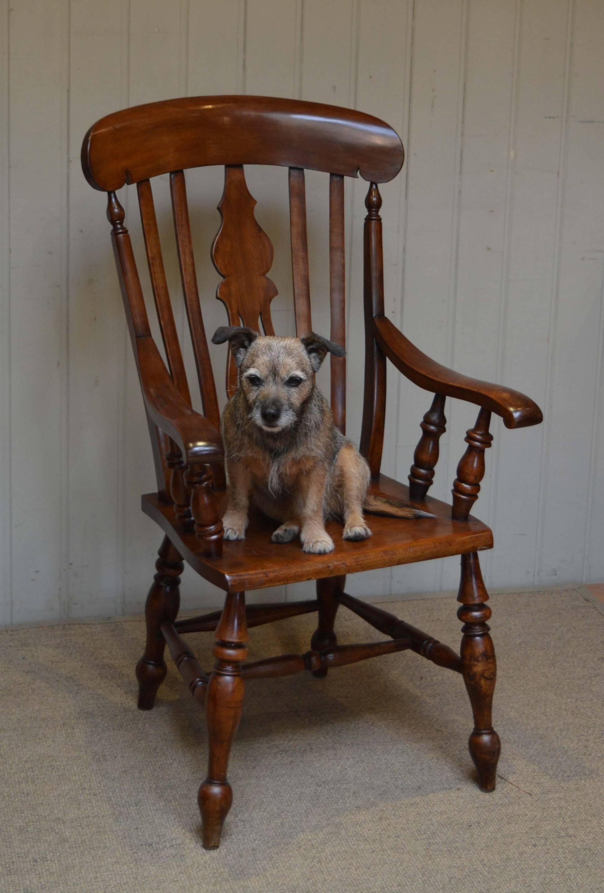 19th Century Fruitwood Farmhouse Carver Chair For Sale