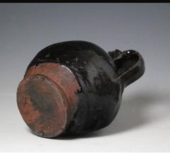 Early English Blackware Pottery Bottle Flask, circa 1680-1720