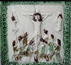 Staffordshire Pottery Creamware Plaque "Christ Crucified, " Mid-18th Century
