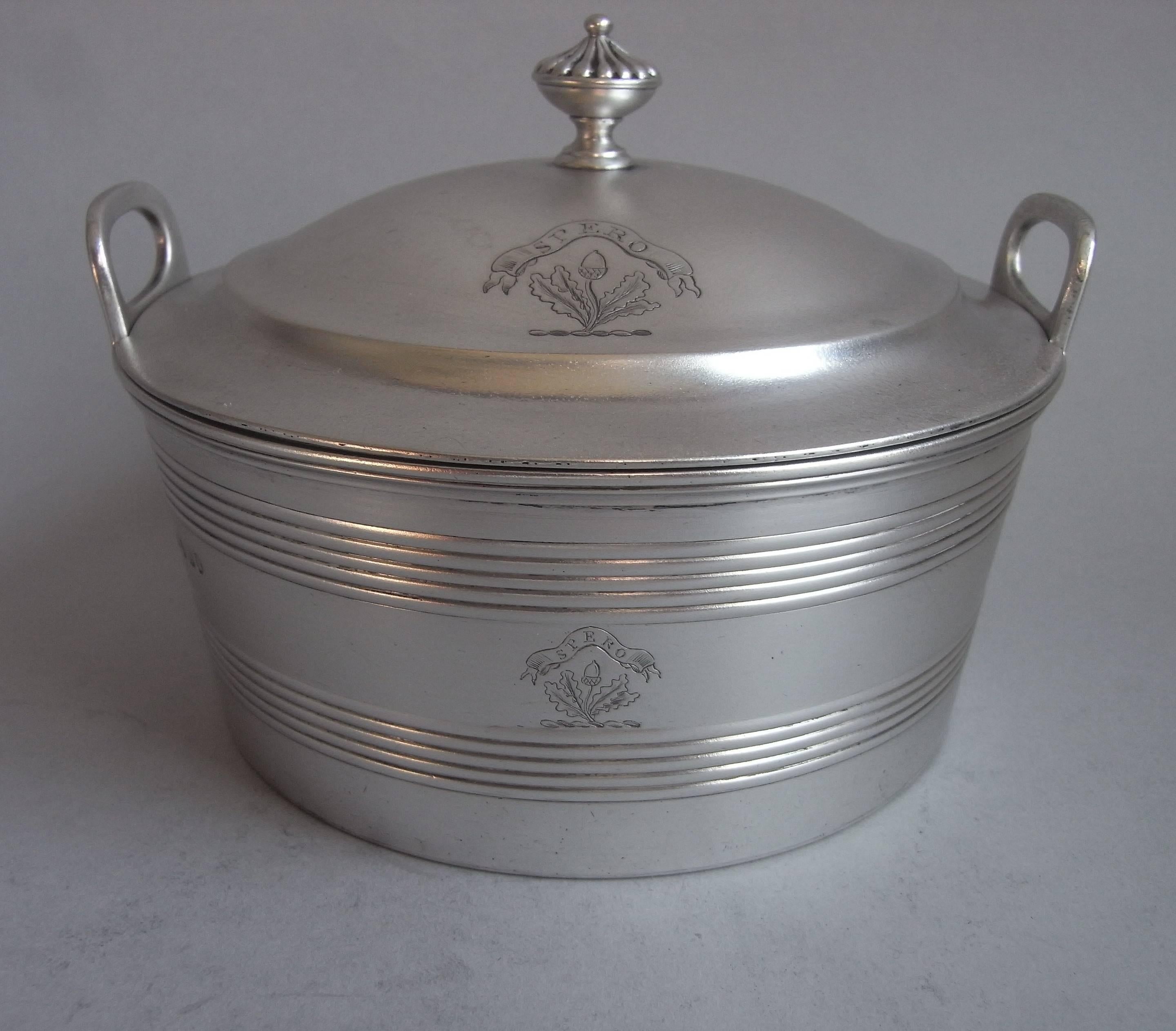 A very rare Butter Dish and Cover, modelled as a Butter Churn. Made in London in 1