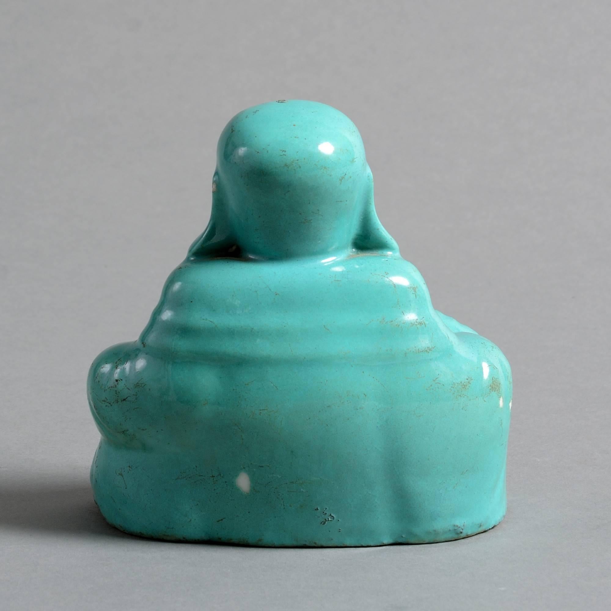 Chinese 19th Century Turquoise Porcelain Buddha
