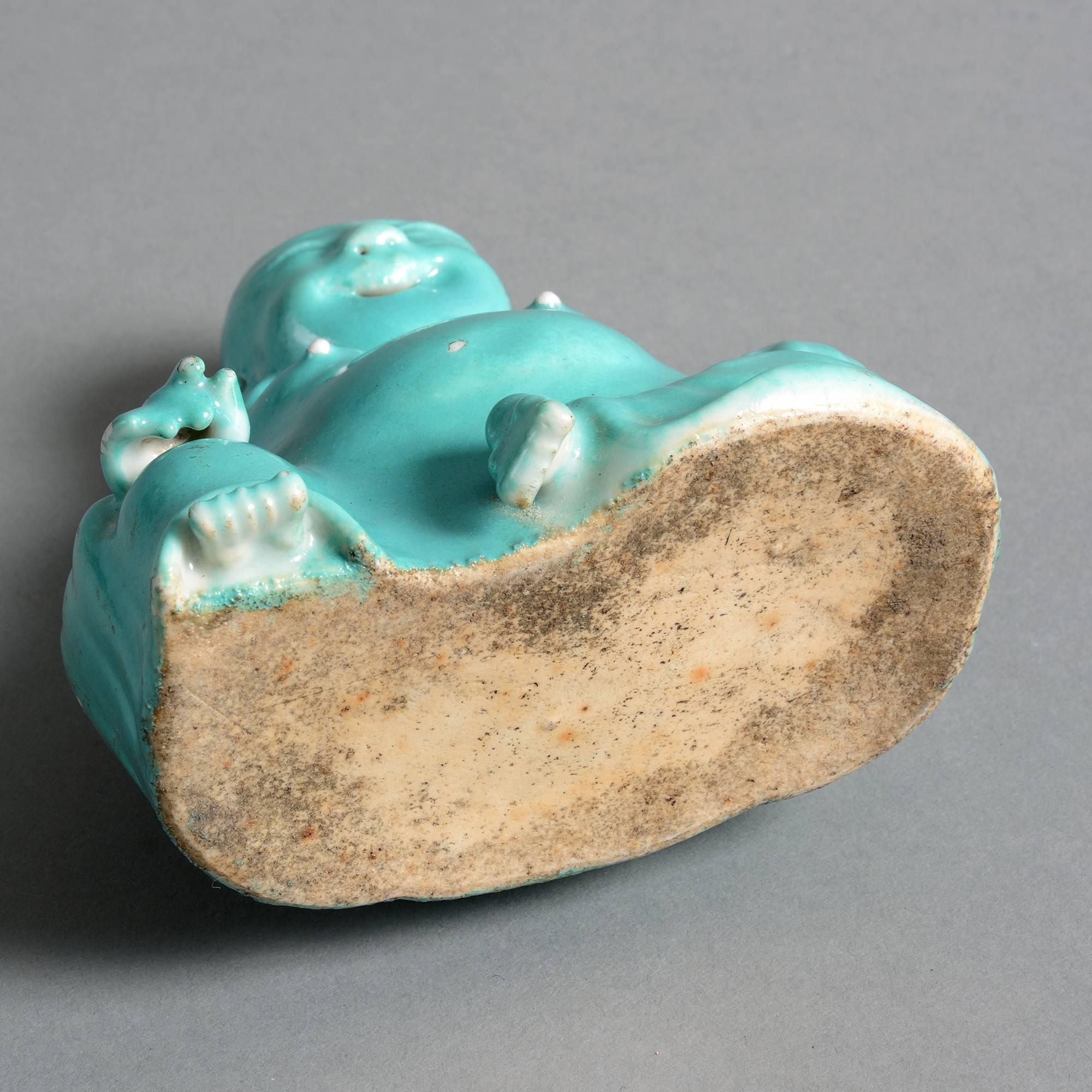 19th Century Turquoise Porcelain Buddha In Good Condition In London, GB