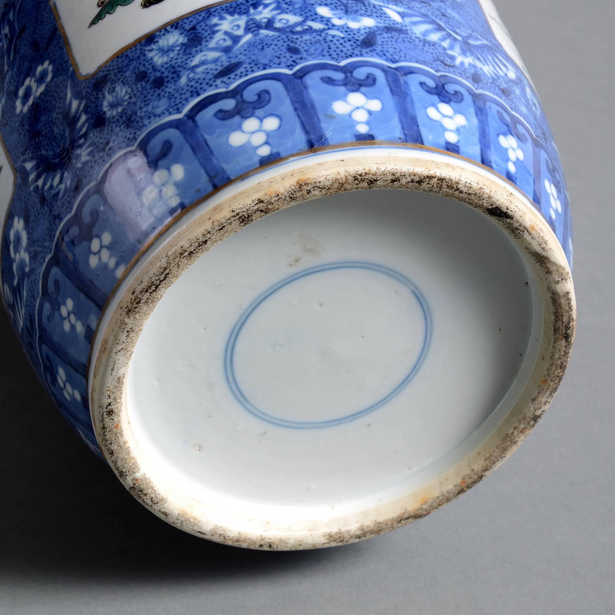 19th Century Famille Verte Blue Ground Porcelain Vase In Good Condition For Sale In London, GB