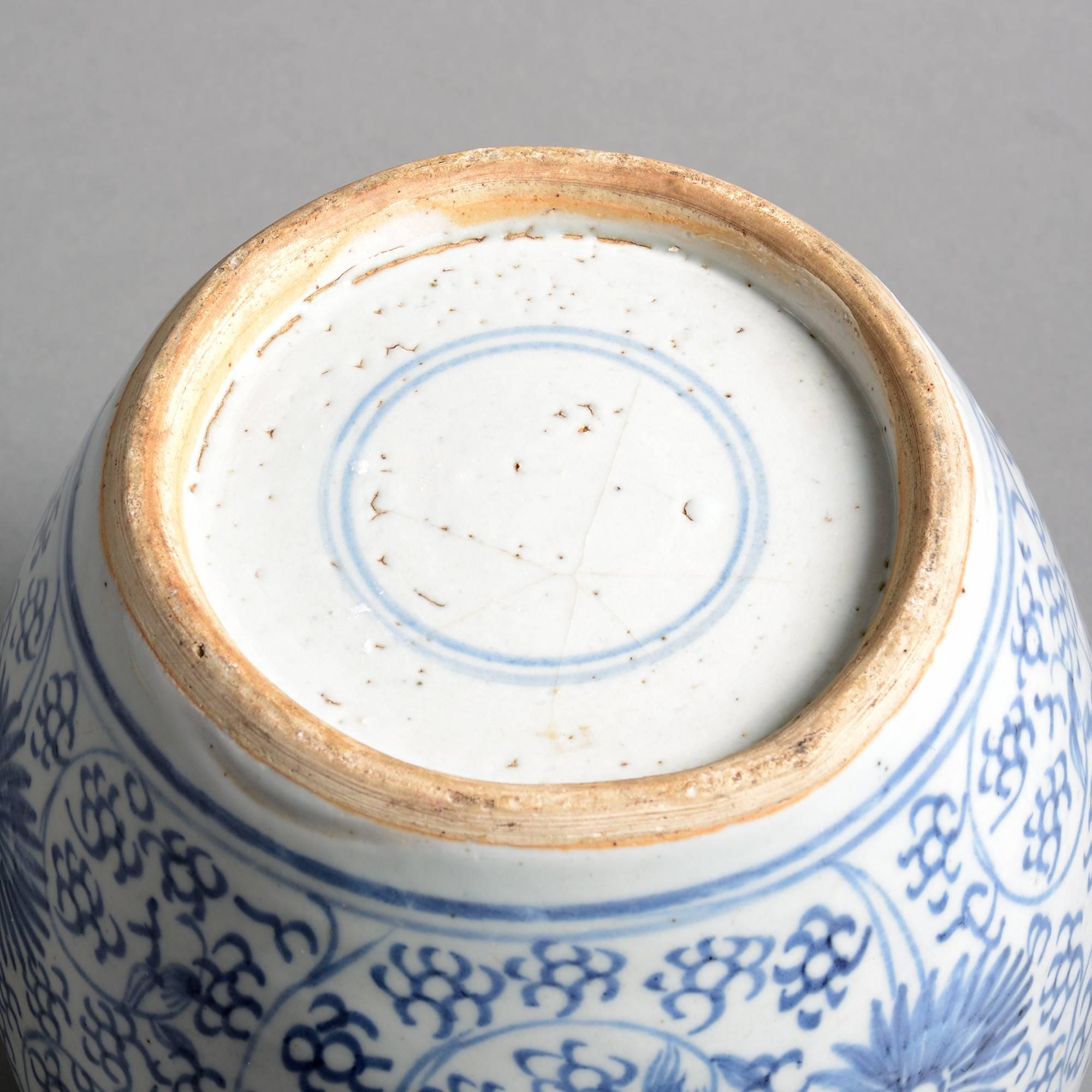 Chinese Late 18th Century Blue and White Porcelain Jar