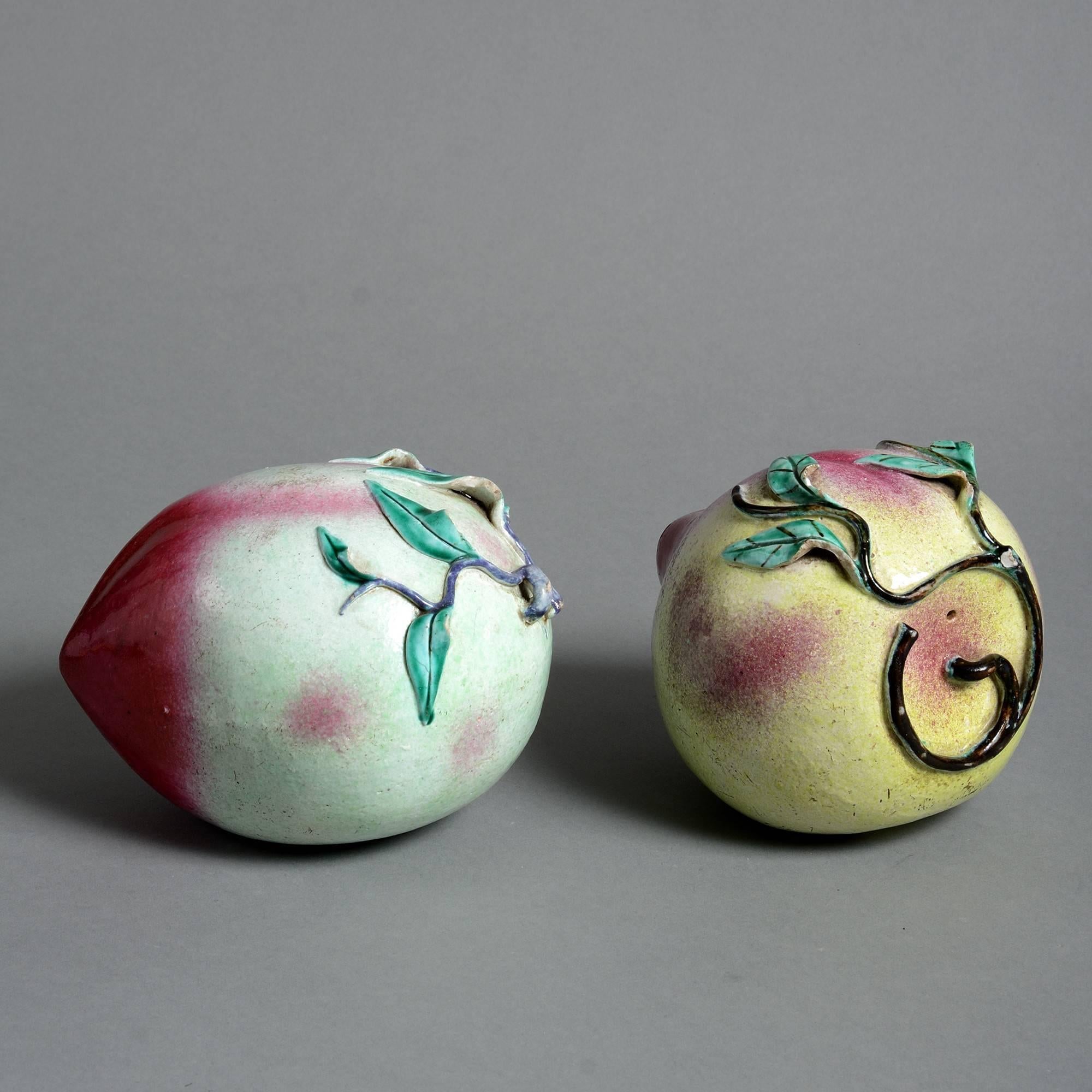 Chinese Two 19th Century Porcelain Peaches