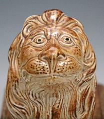 Derbyshire Stoneware Model of a Lion on Base, Probably Briddon Works, circa 1840