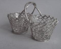 A very rare pair of George III Double Basket Salt Cellars
