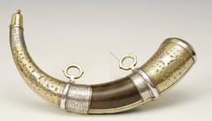 Islamic Brass and Silver Powder Horn