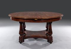 Rare William IV Circular Mahogany Centre Pedestal Extending Dining Table Stamped