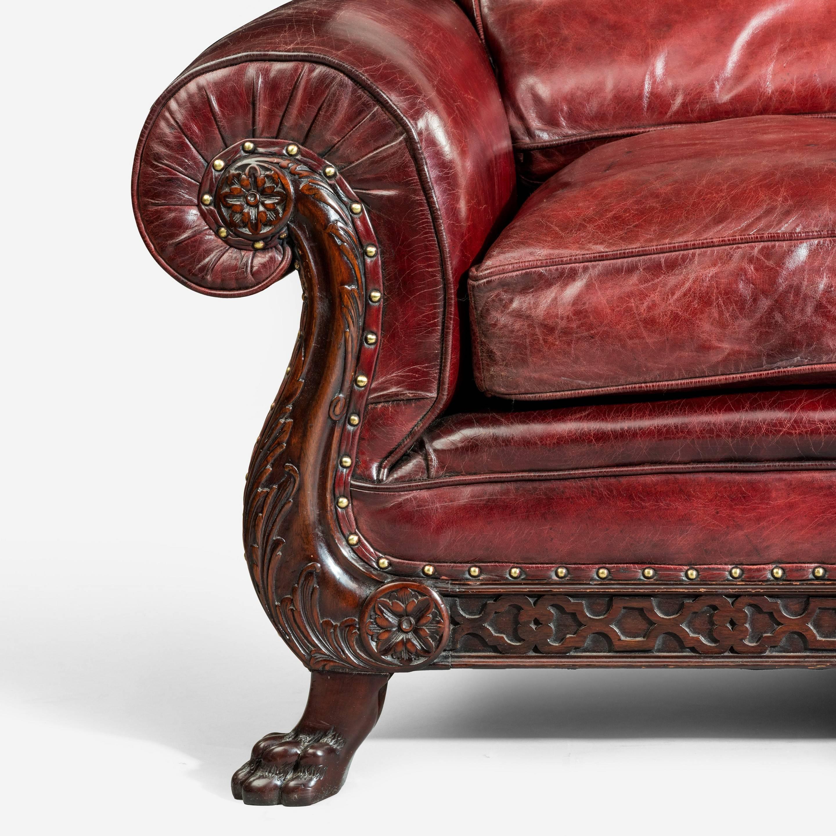 English Two-Seat Leather Sofa