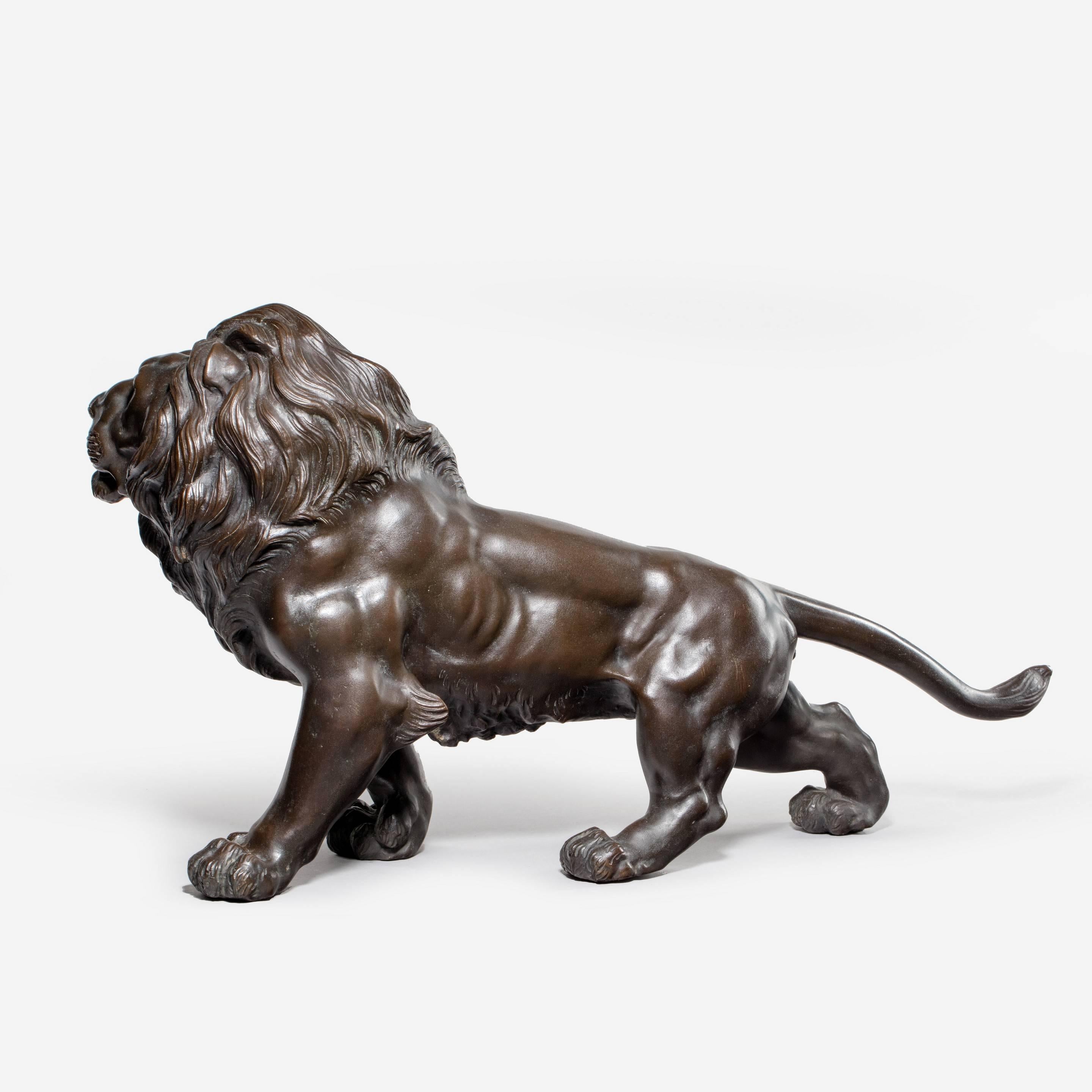 19th Century Meiji Bronze Lion Sculpture