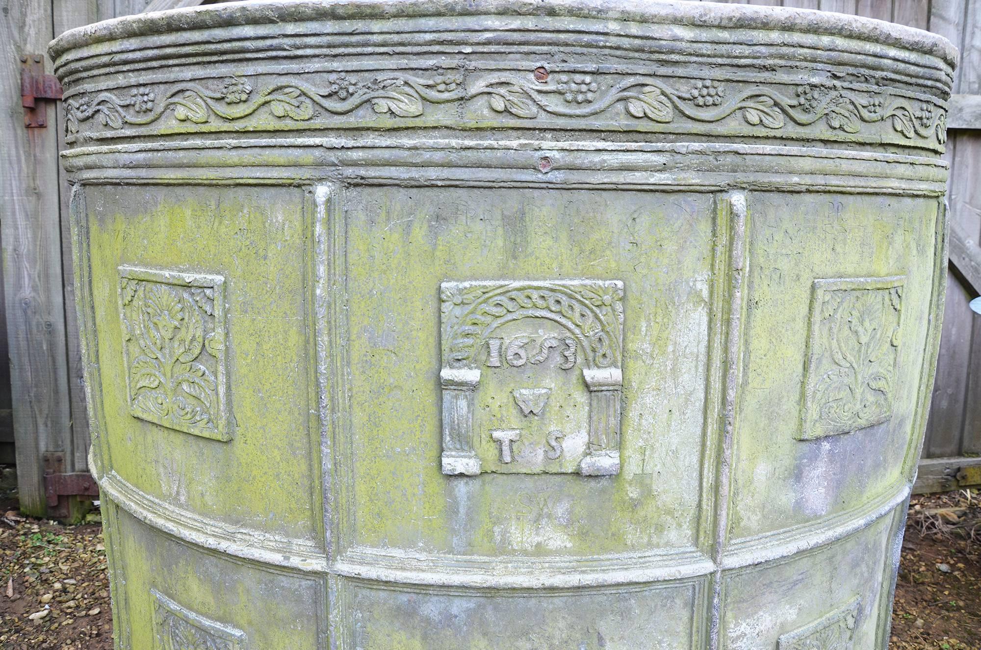 English Semi-Circular Lead Cistern, Dated 1653