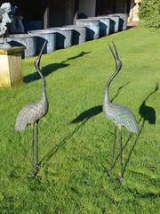 Pair of Japanese Taisho Period '1912-1926' Bronze Cranes