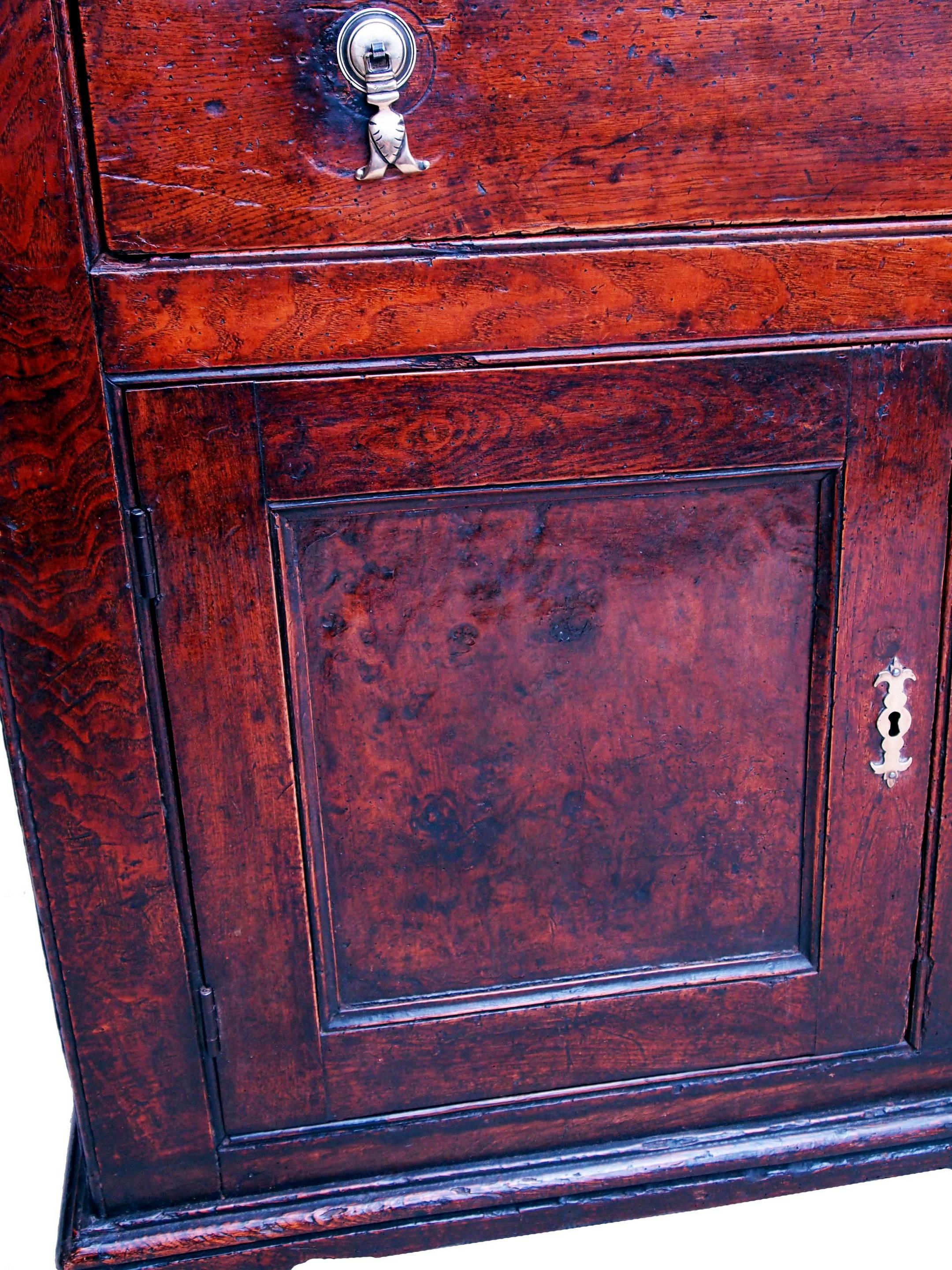 Country Antique 18th Century Elm Cupboard Dresser