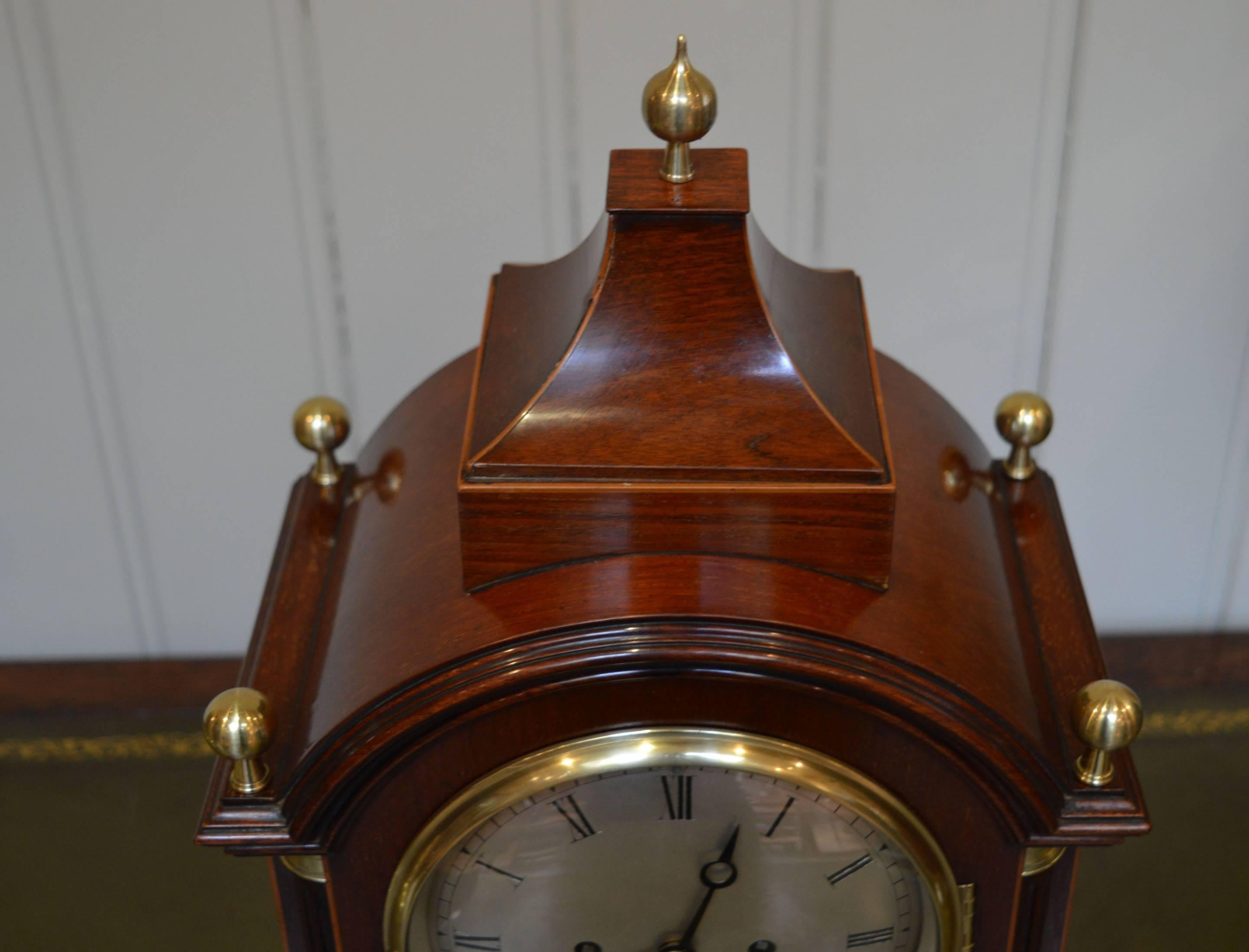 Late 19th Century Mahogany and Inlay Fusee Bracket Clock In Good Condition For Sale In Buckinghamshire, GB