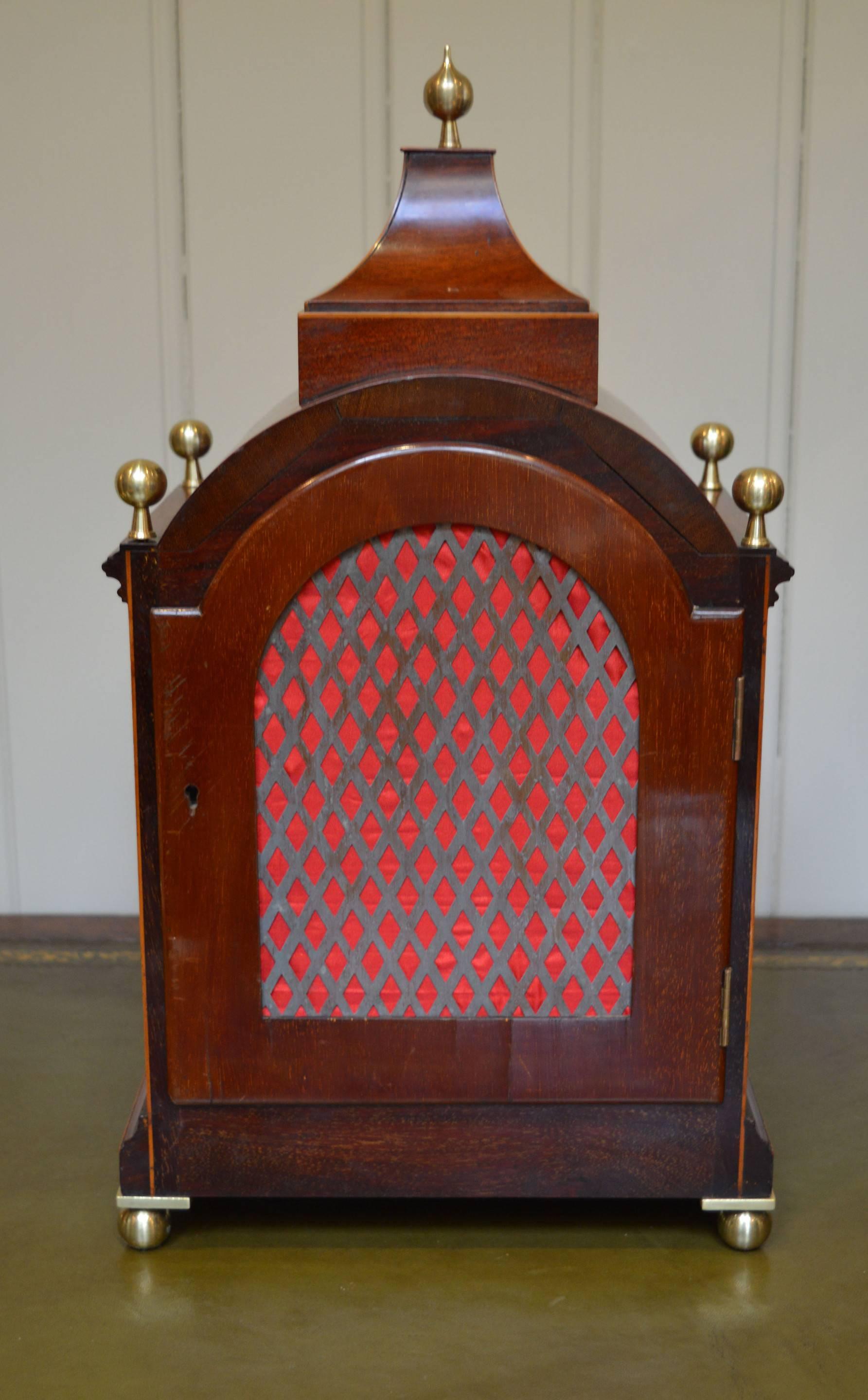 Late 19th Century Mahogany and Inlay Fusee Bracket Clock For Sale 4