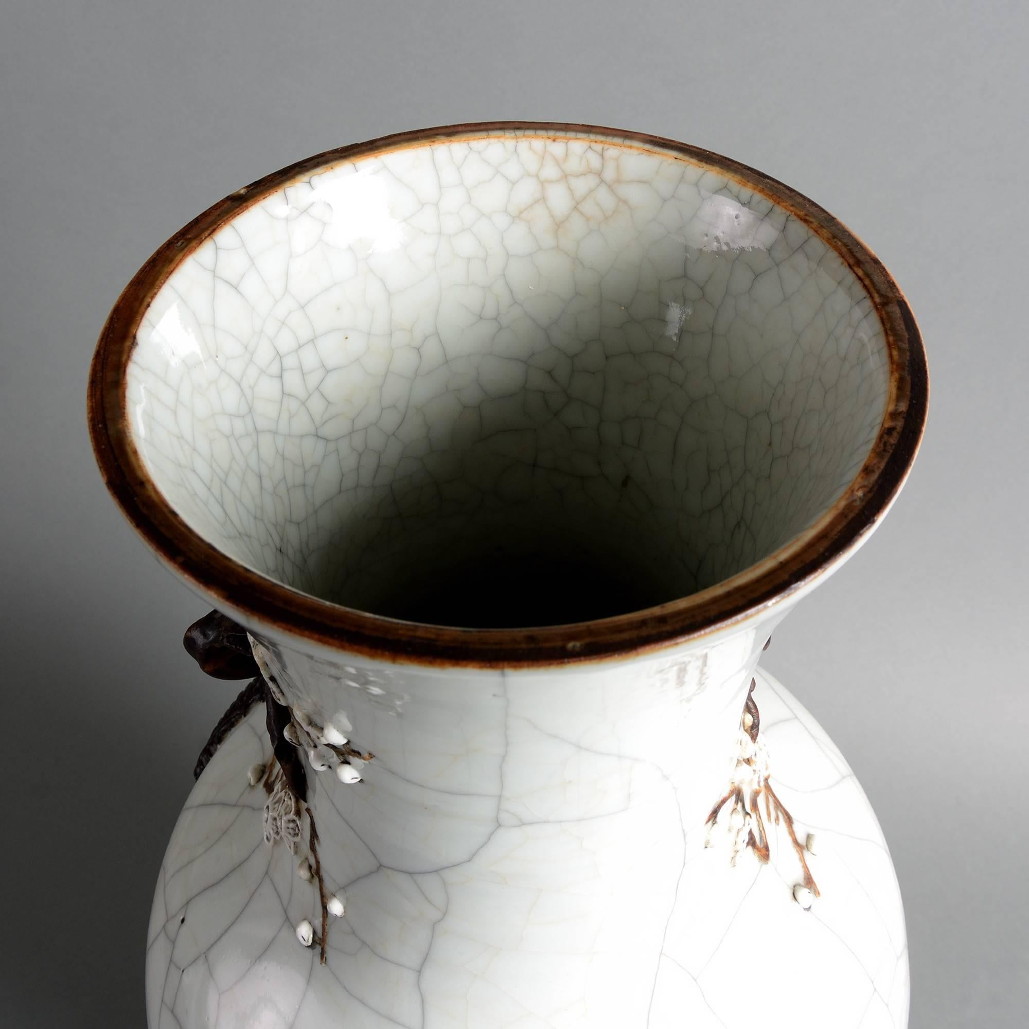 Chinese 19th Century Crackleware Porcelain Dragon Vase