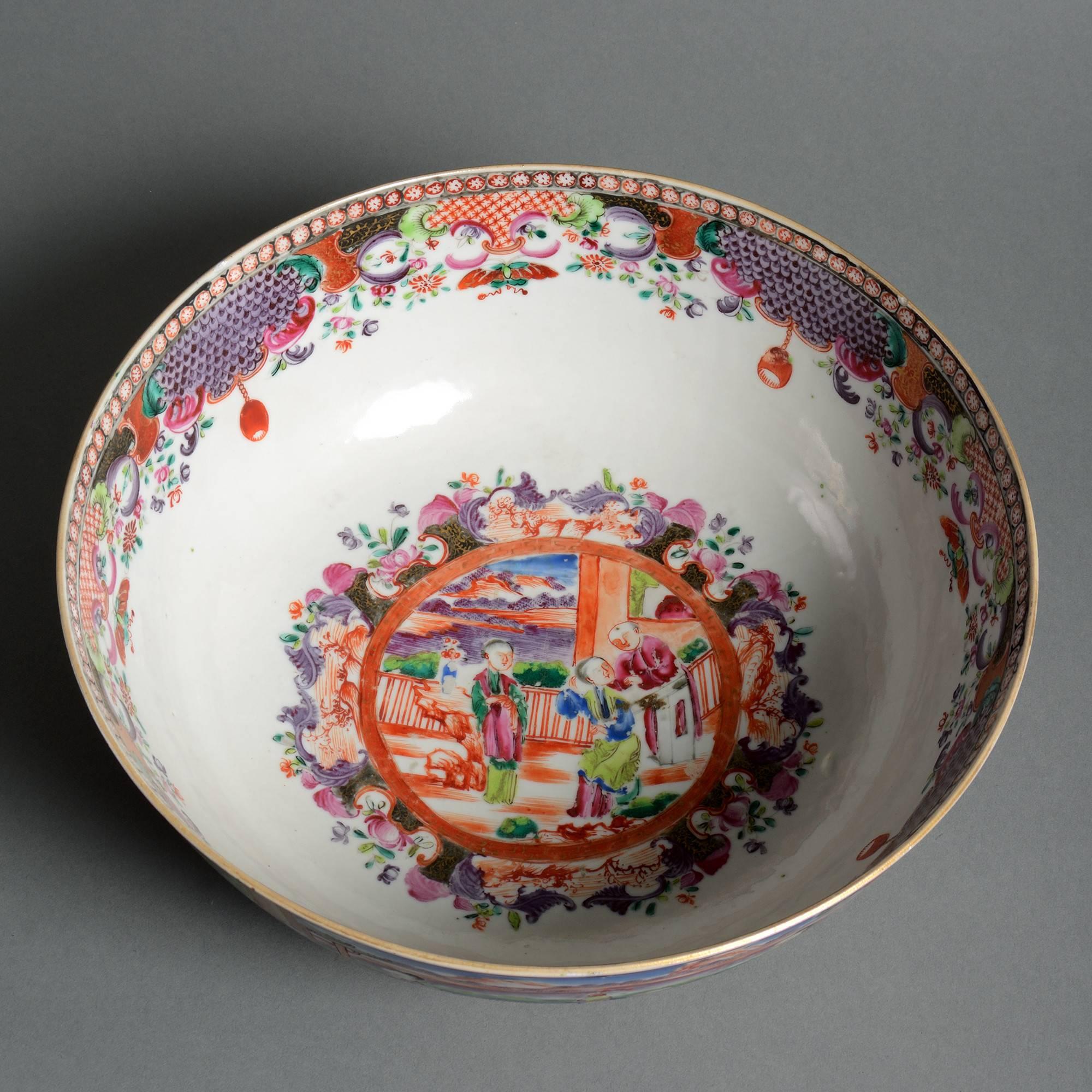 Chinese Late 18th Century Famille Rose Porcelain Punch Bowl