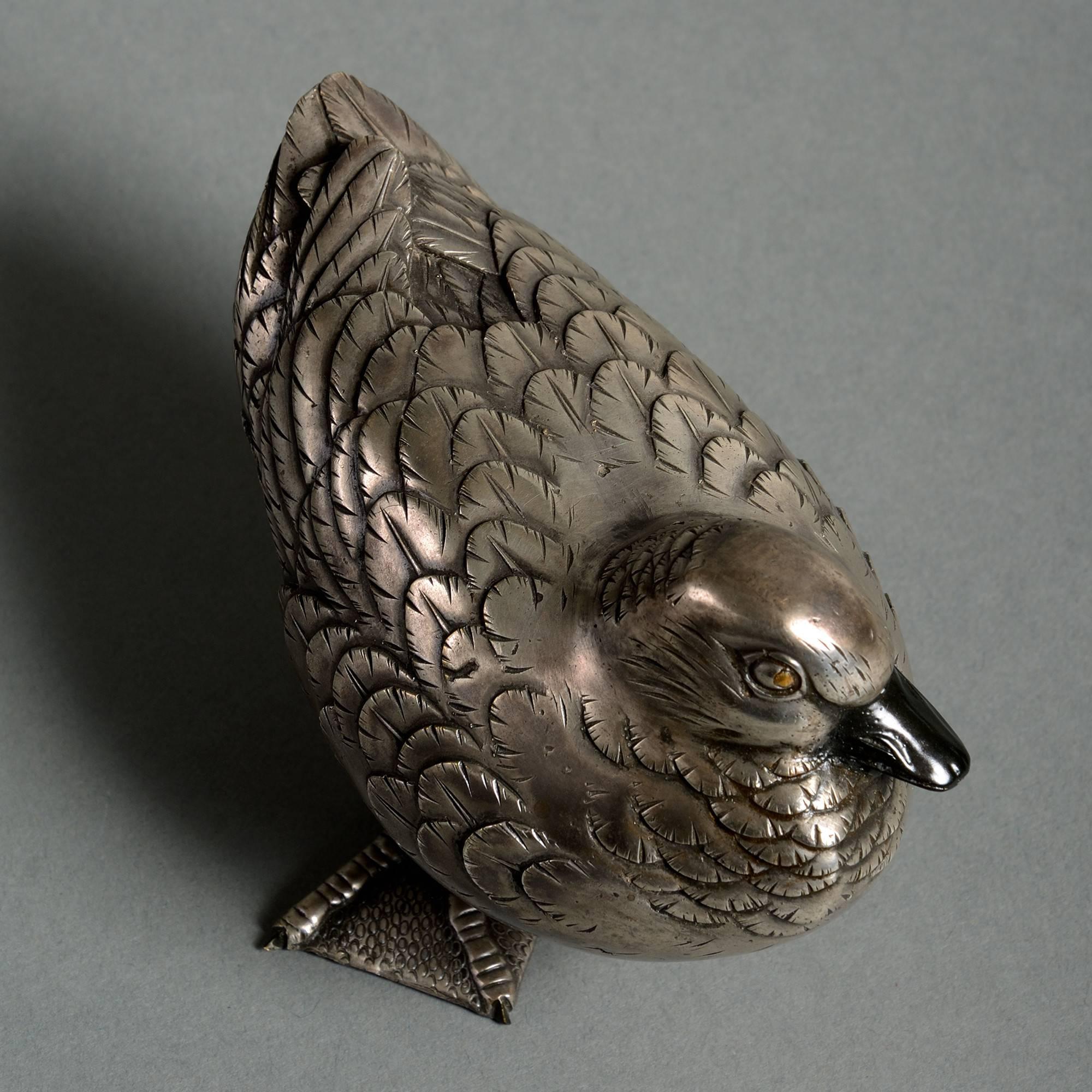 Japanese 19th Century Silver Gilt Bronze Duck