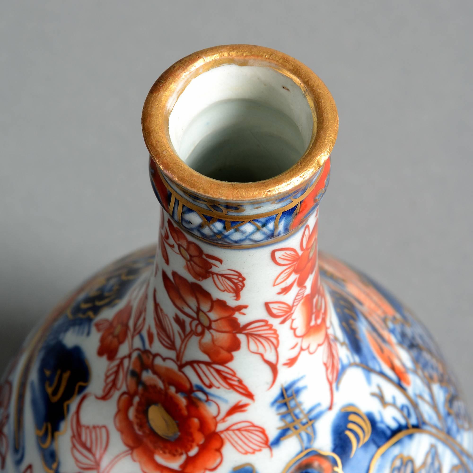 Chinese 18th Century Clobbered Porcelain Bottle Vase