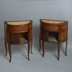 Matched Pair of Late 18th Century Bedside Walnut Commodes with marble tops