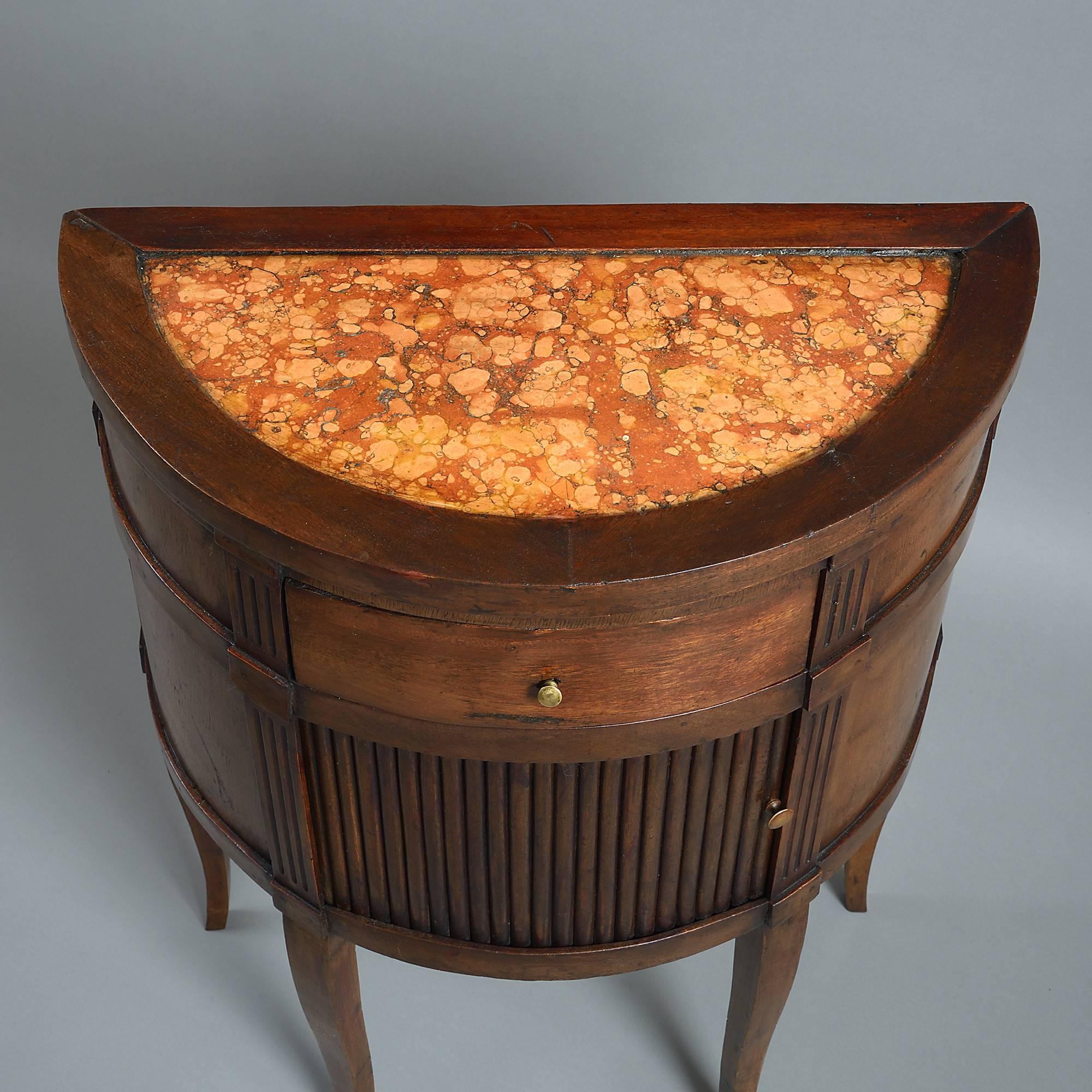 Matched Pair of Late 18th Century Bedside Walnut Commodes with marble tops 1