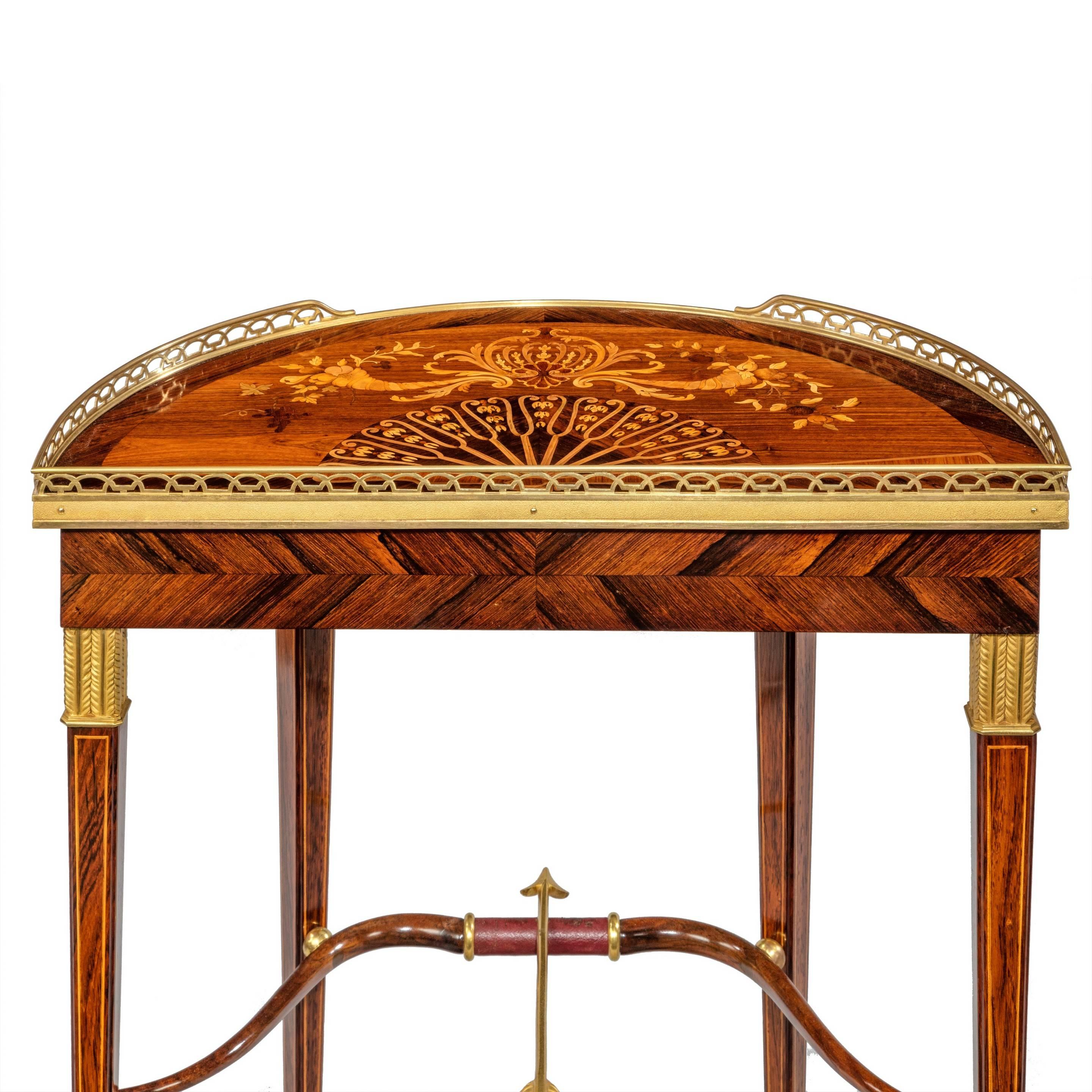 19th Century Companion Pair of Demilune Bow and Arrow Tables by Alix