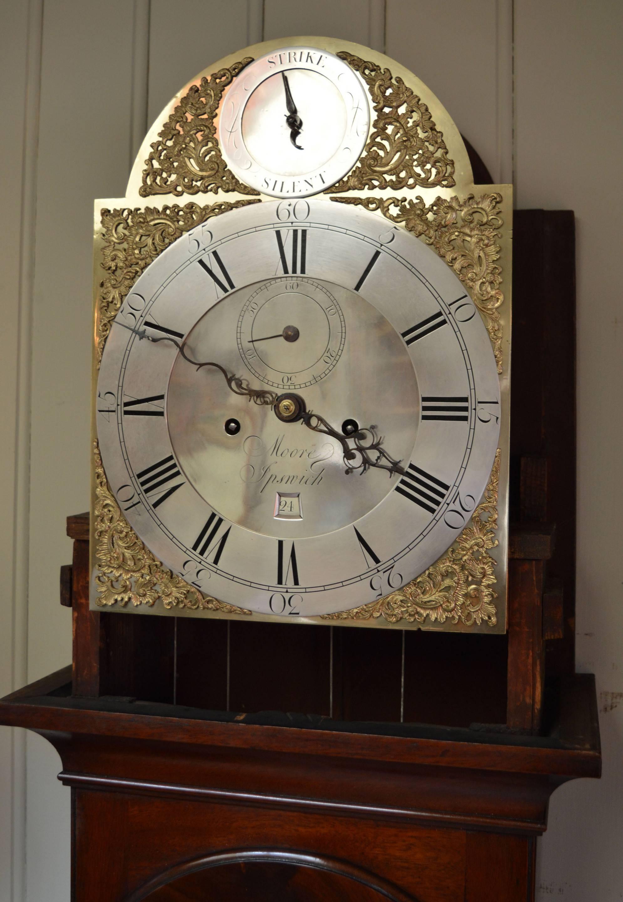 English Small 18th Century Mahogany Longcase Clock