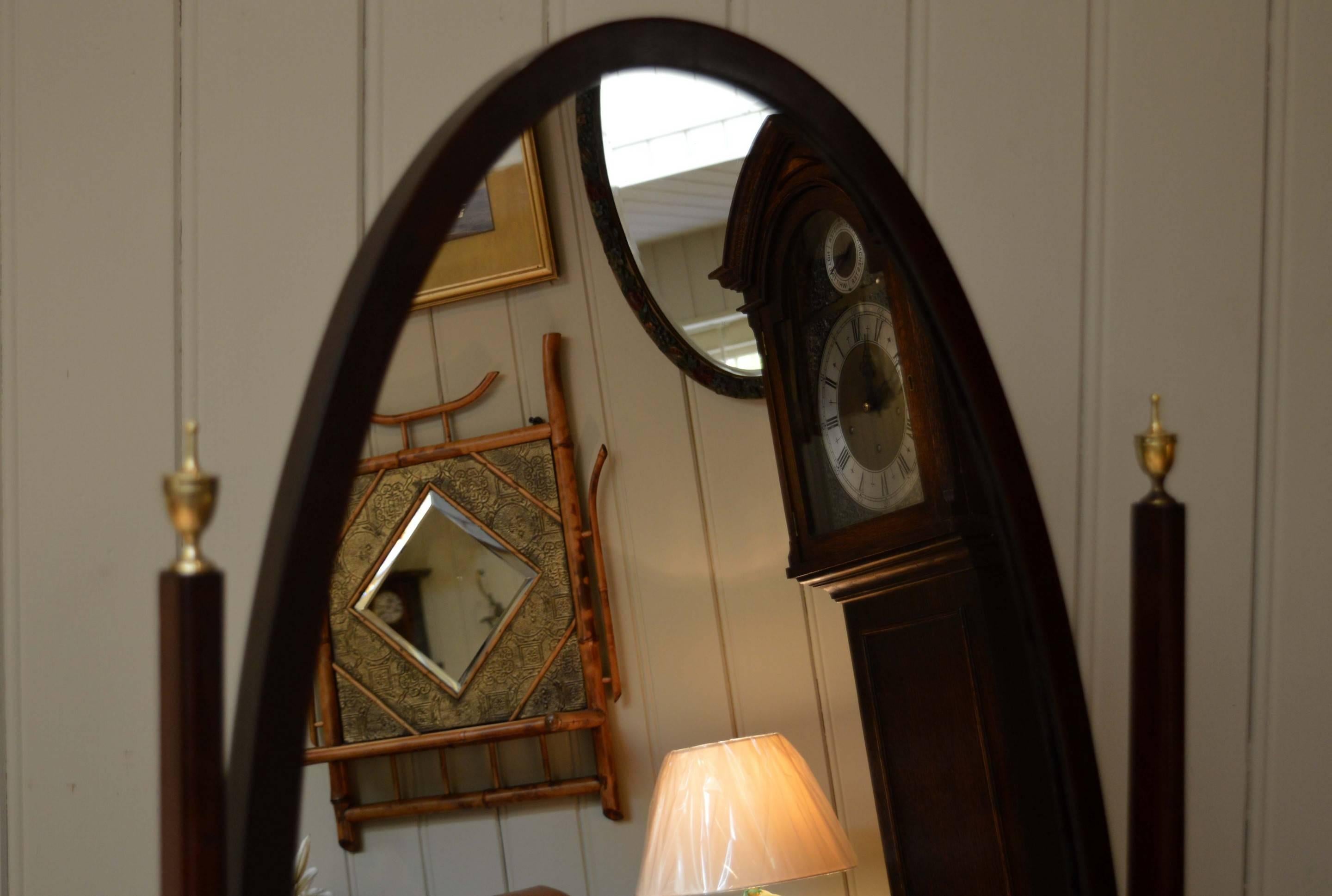 English Edwardian Oval Mahogany Cheval Mirror