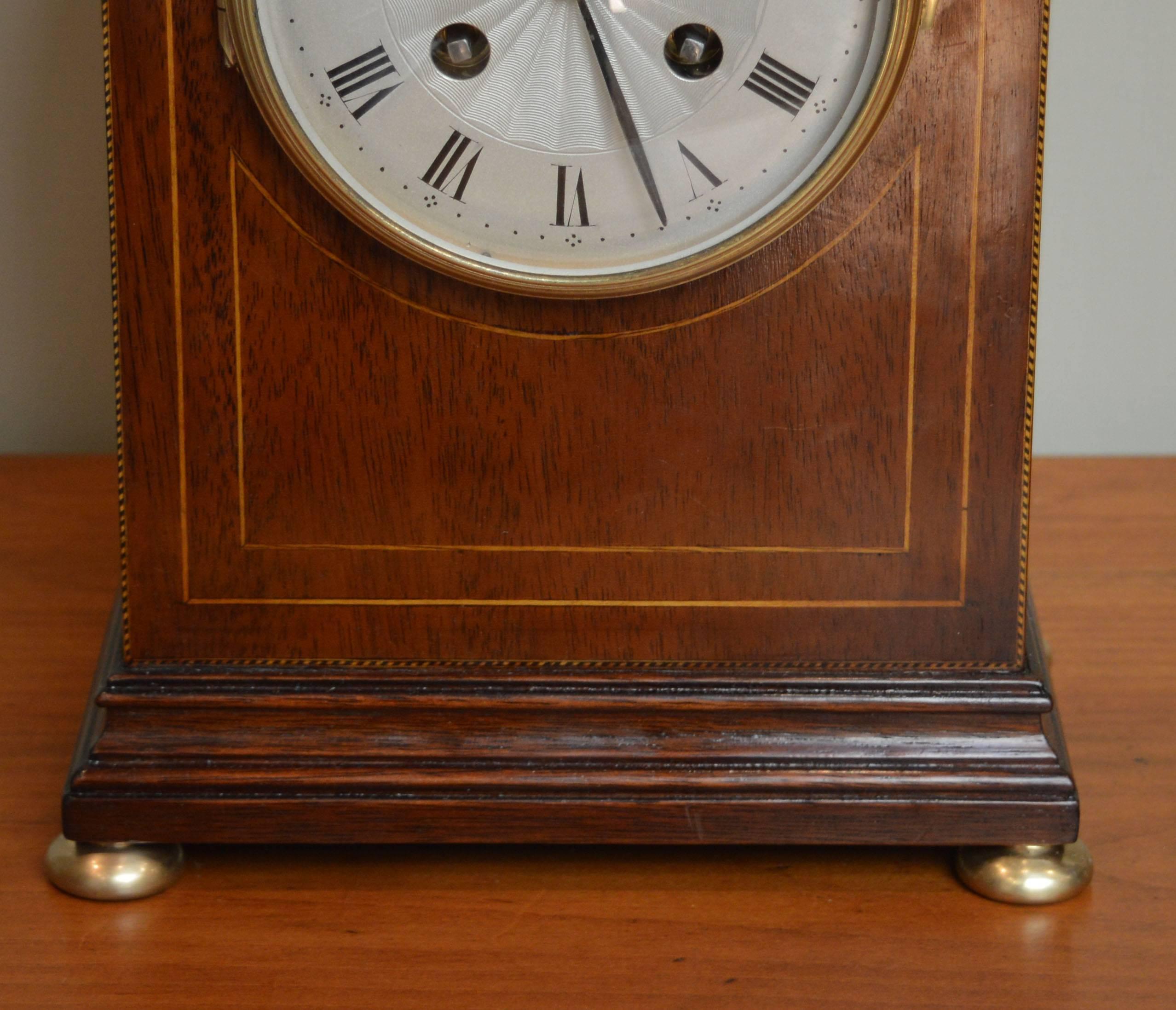 English Edwardian Mahogany Striking Mantel Clock
