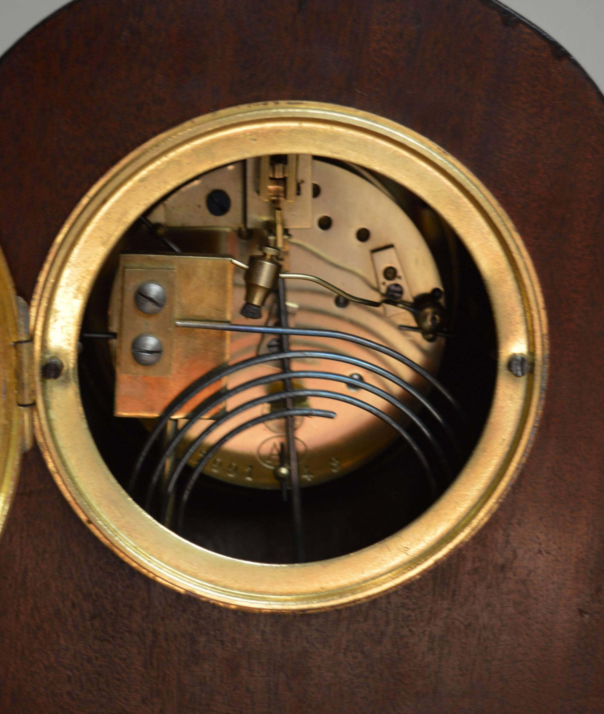 Edwardian Mahogany Striking Mantel Clock 1
