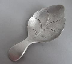 A rare & unusual George IV "Leaf" Caddy Spoon, maker's Mark of a "W".