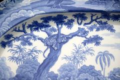 Spode English Sporting Series, Hunting Leopard Blue and White Platter